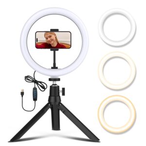 Tygot 10 Inches Ring Light with Tri...