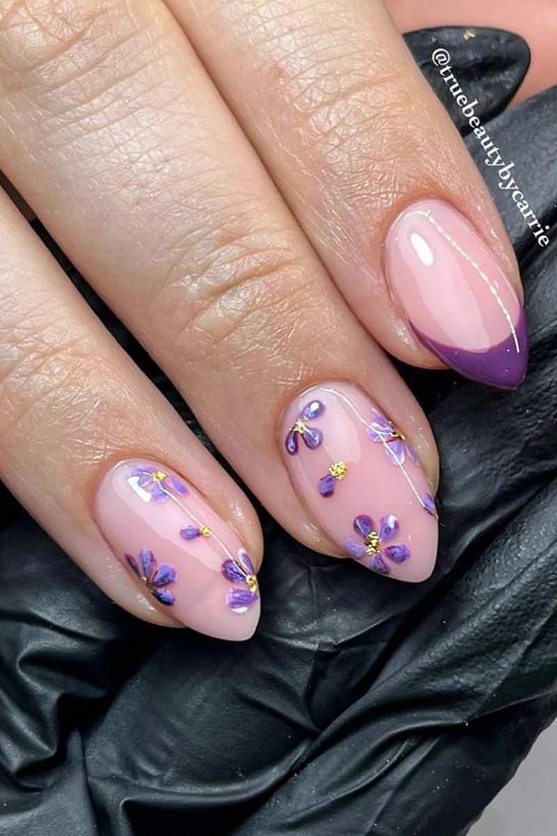 close-up of lilac manicure