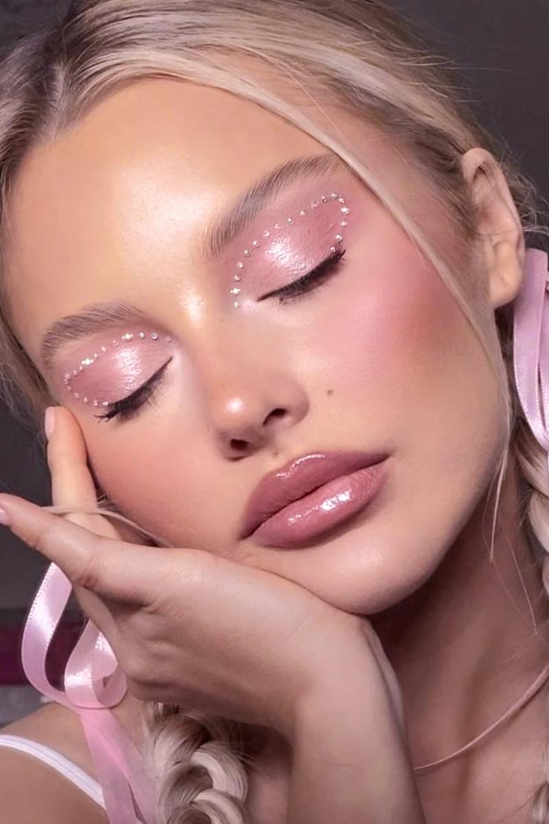 portrait of a woman with a coquette makeup