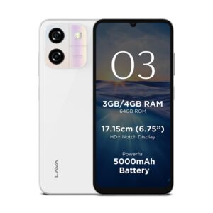 Lava O3 (Glossy White, 3 GB RAM, 64...