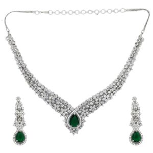AD Tear Drop Stone Necklace Set wit...