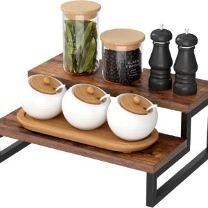 Yookeer Rustic Wood Spice Rack Shel...