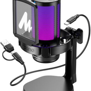 MAONO RGB Condenser Gaming Mic, USB...