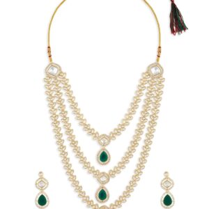 ZAVERI PEARLS Green Dazzling Stones...