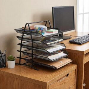5 Tier Mesh Metal Desk Organiser Fi...