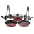 Pigeon Mio Non Induction Base Nonstick Aluminium Cookware Gift Set, Includes Nonstick Flat Tawa, Nonstick Fry Pan, Kitchen Tool Set, Nonstick Kadai with Glass Lid, 8 Pieces Kitchen Set (Red)