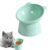 Qpets® Elevated Cat Bowl, Cat Feeding Bowl with Anti-Tip Design, Raised Shallow Pet Food Dish Healthy Cat Bowl Food Bowl for Cats for Kittens/Senior Cats (Eco-Friendly Green)