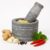 EZAHK Mortar and Pestle Set for Spices, Okhli Masher, Khalbatta, Kharal, Mixer, Natural & Traditional Grinder and Musal, 4 inch Width and 3 inch Height(Grey)