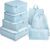 7pcs Set Travel Organizer Packing Cubes Lightweight Travel Luggage Organizers with Laundry Bag or Toiletry Bag Laundry Organiser (Blue, 7 PCS) Polyester, 20 x 10 x 5 cm