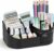 360 Degree Rotating Desk Organizer Makeup Brush Organizers and Pencil Pen Organizers for Desk Desktop Storage Stationery Supplies Cute Pencil Cup Pot for Office School Home (BLACK/)