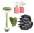 GUFFI Facial Massager Jade Roller & Gua Sha Tool Natural Himalayan Stone For Face Neck Healing Skin Wrinkles & Serum Application Hair Scalp & Ice Massager Combo Offer (Multy Coloured) – Pack of 4