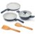 Ember Cookware Arcilla Ceramic Non Stick Cookware Set of 3 | Frying Pan 24cm, Kadai 2.6 Litre with Glass Lid & Tawa 28cm | Non Toxic Ceramic Cookware Gift Set | ISI Certified | PFAS PTFE Free | Blue