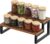 Kundi Rustic Wood Spice Rack Shelf, Kitchen Organizer Rack, Rack Stand, Kitchen Counter Organiser, 30 x 15 x 15 cm, Dark Brown