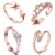 Okos Rose Gold Plated CZ Jewellery Combo of 4 Designer Finger Rings Adorned With White CZ Stones for Girls and Women CO1000427