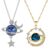 2pcs Pendant Necklace For Women Special,Silver Zircon Star Moon Surround Fantasy Planet Necklaces, Symbol Of Friendship, Family, Love, Jewelry Necklace Gift For Daughter, Granddaughter, Ladies