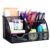 MeRaYo Metal Mesh Pen and Pencil Stationary Storage Tidy Desk Organizer Box with 6 Compartment for Home and Office Accessories (Black color)