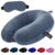 Billebon Premium Neck Pillow Eye Mask Combo Airplane Travel Pillow with Comfortable Velvet Sleeping Eyemask Head Rest Pillow (Grey Neck Pillow with Eye Mask)